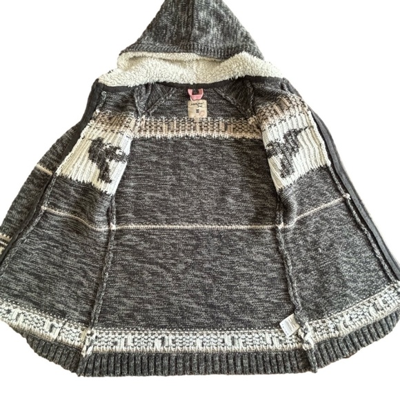 Cowichan full zip cardigan tunic length wool blend, lined hood Kids XL/Women's S - Picture 3 of 11